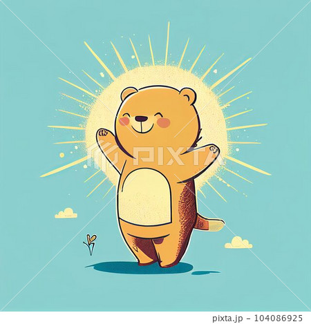 Illustration cute teddy bear sunbathe on beach in sunny day Created with Generative AI technology. 104086925