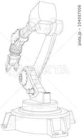 Robot hand wire-frame. Industrial robot manipulator. EPS10 format 104087006