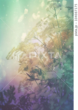 Field colorful blooming flower in pastel color for background Created with Generative AI technology. 104087175