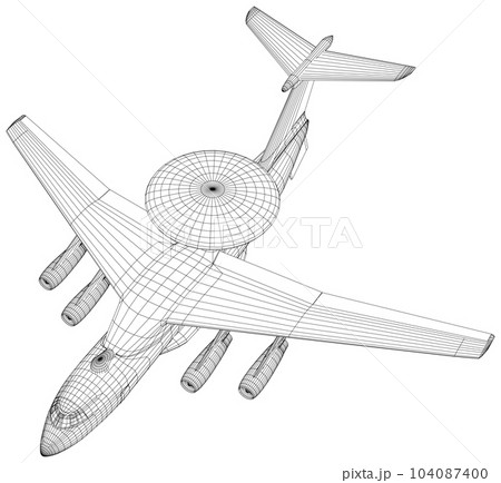 Surveillance command control and communications aircraft with rotating radar dome. AWACS, Airborne Warning Control System 104087400
