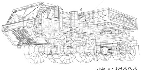 Mobile missile system. The layers of visible and invisible lines are separated. EPS10 format. Vector created of 3d 104087638