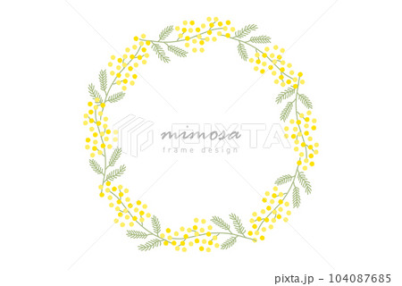 ミモザのリースのフレームデザイン 104087685
