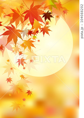 月見　十五夜　紅葉　背景 104088202