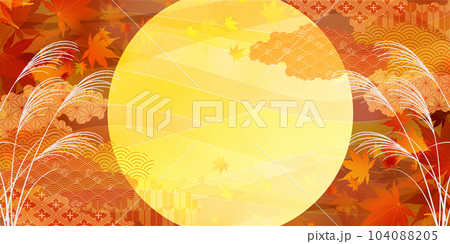 月見　十五夜　紅葉　背景 104088205