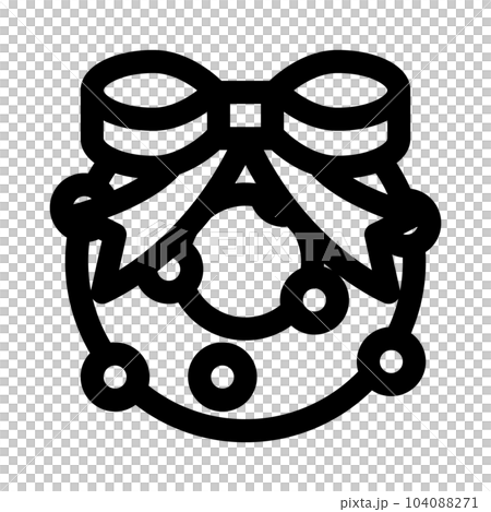 代表聖誕節、花圈的線條樣式圖標 104088271