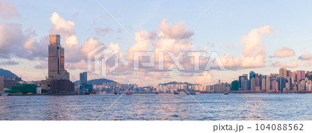 Hong Kong city is under cloudy sky, panoramic view Hong Kong city is under cloudy sky, panoramic view 104088562