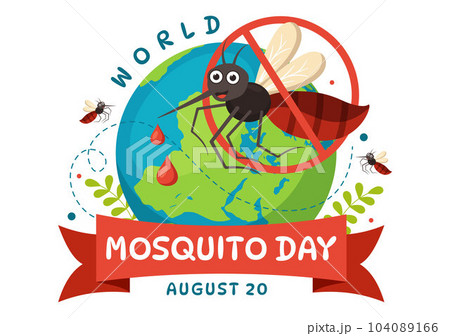 World Mosquito Day Vector Illustration on 20 August with Midge Can Cause Dengue Fever and Malaria in Flat Cartoon Hand Drawn Background Templates 104089166