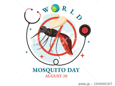World Mosquito Day Vector Illustration on 20 August with Midge Can Cause Dengue Fever and Malaria in Flat Cartoon Hand Drawn Background Templates 104089167