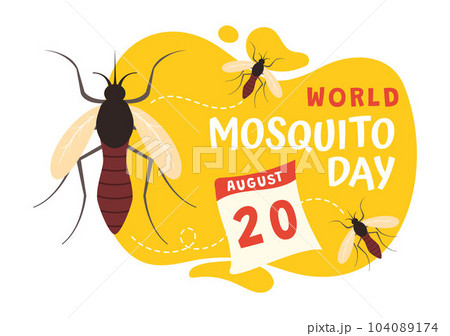World Mosquito Day Vector Illustration on 20 August with Midge Can Cause Dengue Fever and Malaria in Flat Cartoon Hand Drawn Background Templates 104089174