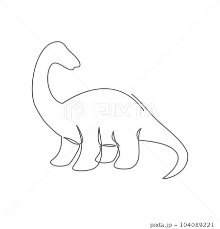 Dinosaur One line drawing on white background Dinosaur One line drawing on white background 104089221