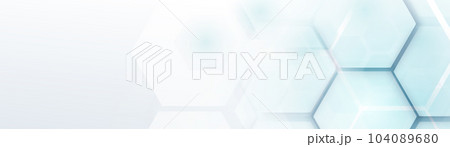 Abstract white and blue hexagon background. science and health care. Futuristic and technology concept background. Vector illustration 104089680