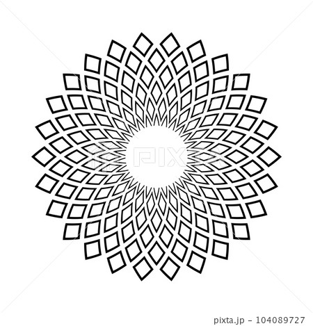 Abstract Decorative Geometric Radial Circle Pattern. Round Design Element. Vector Art. Abstract Decorative Geometric Radial Circle Pattern. Round Design Element. Vector Art. 104089727