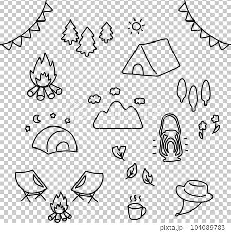 露營插圖線描集 104089783