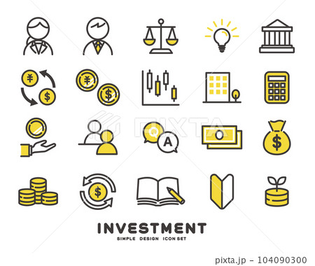 初めての投資や株に関するアイコンのベクターイラスト素材/マネー/ファンド 初めての投資や株に関するアイコンのベクターイラスト素材/マネー/ファンド 104090300