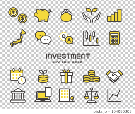 與投資和股票/金錢/基金相關的圖標矢量圖素材 104090303