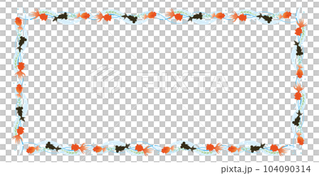 夏素材 金魚 背景 ライン フレーム 長方形 104090314