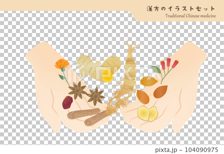 雙手捧草藥材料圖解 104090975