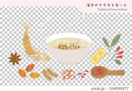 Illustration set of herbal tea and herbal medicine material Illustration set of herbal tea and herbal medicine material 104090977