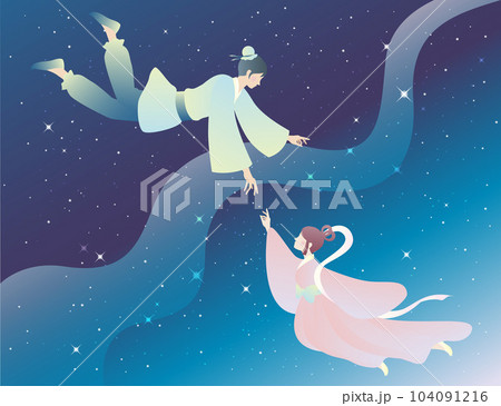 七夕の織姫と彦星のイラスト背景素材 七夕祭 天の川 夏 夜空 七夕の織姫と彦星のイラスト背景素材 七夕祭 天の川 夏 夜空 104091216
