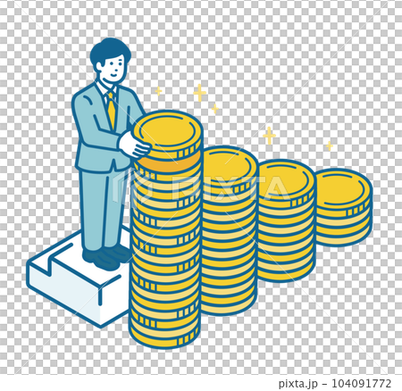 コインを積み上げるビジネスマン コインを積み上げるビジネスマン 104091772