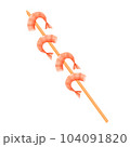Grilled shrimps on wooden stick. Seafood concept. 104091820
