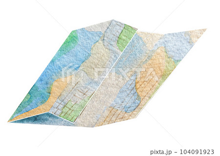 Watercolor illustration city map, earth map. Travel set 104091923
