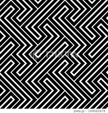 Abstract geometric pattern with stripes, lines. Seamless vector background. White and black ornament. Simple lattice graphic design. Abstract geometric pattern with stripes, lines. Seamless vector background. White and black ornament. Simple lattice graphic design. 104092678
