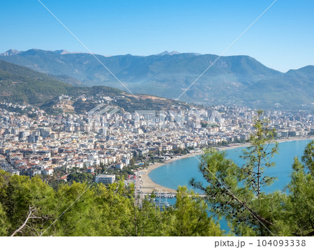 View from the Alanya fortress to the marine bay and the downtown 104093338