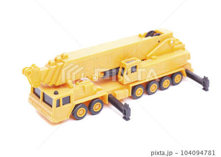 building crane construction machinery toy isolated on white background building crane construction machinery toy isolated on white background 104094781