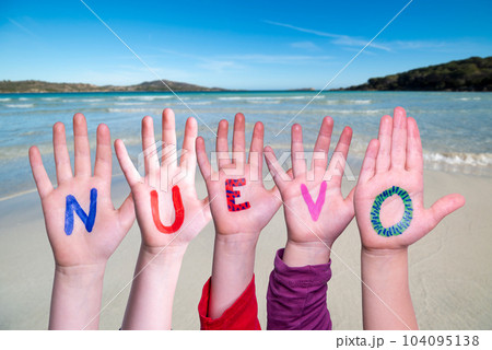 Children Hands Building Word Nuevo, Ocean And Sea 104095138