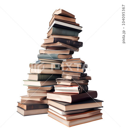 Stack of books on white background, wealth of knowledge concept, realistic 3D illustration, generative ai 104095367