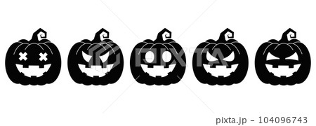 Vector set of spooky pumpkin with scary faces. Halloween pumpkin icons.Vector illustration Vector set of spooky pumpkin with scary faces. Halloween pumpkin icons.Vector illustration 104096743
