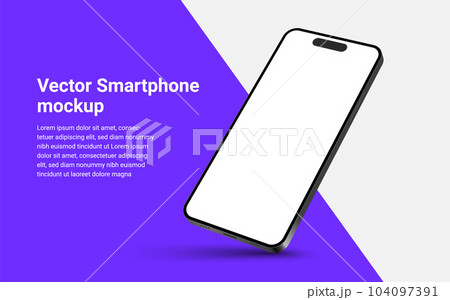 Phone mockup isolate 3d vector screen device template. Cellphone app mock up realistic telephone 104097391