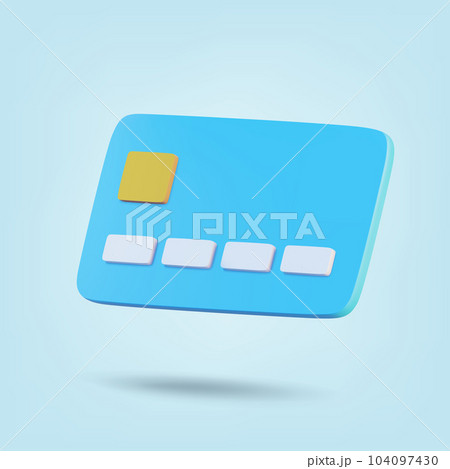 Cash card isolated on blue background. 3D Rendering. Vector illustration Cash card isolated on blue background. 3D Rendering. Vector illustration 104097430