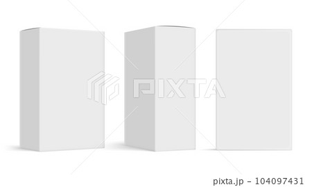 Box package mockup card blank carton white product square 3d template. Perspective paper cardboard 104097431