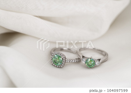Two Engagement Emerald Ring With Diamonds Two Engagement Emerald Ring With Diamonds 104097599