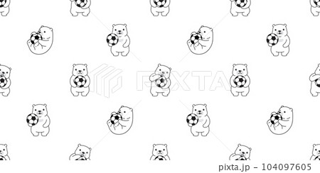 bear polar seamless pattern sport football soccer teddy doodle cartoon vector gift wrapping paper tile background repeat wallpaper scarf isolated illustration design 104097605