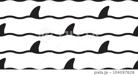 shark fin seamless pattern wave ocean vector dolphin fish whale tile background repeat wallpaper animal cartoon illustration sea ocean doodle design scarf isolated 104097626