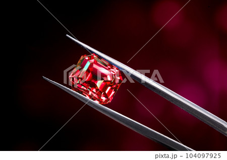 Red Precious Gemstone in Jewelry Tweezers Red Precious Gemstone in Jewelry Tweezers 104097925