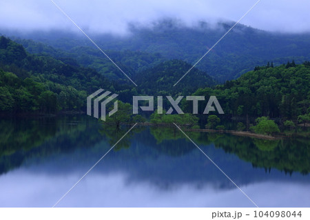 岩手県奥州市　新緑の奥州湖 104098044