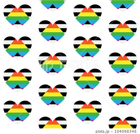 Vector seamless pattern of straight flag heart 104098348