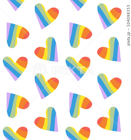 Vector seamless pattern of lgbt rainbow flag heart 104098353