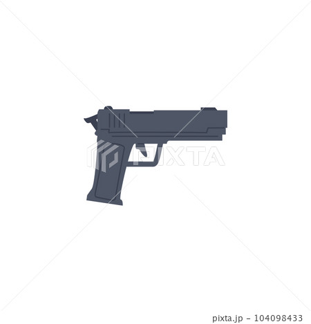 Gun weapon, cartoon flat vector illustration isolated on white background. Gun weapon, cartoon flat vector illustration isolated on white background. 104098433