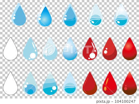 Drop, water, water drop icon illustration material set Drop, water, water drop icon illustration material set 104100247