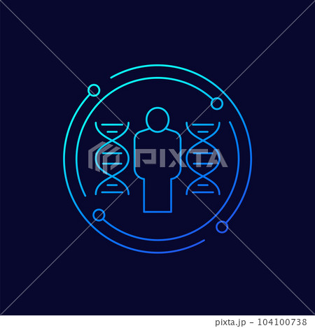 human genome or DNA line icon, vector 104100738