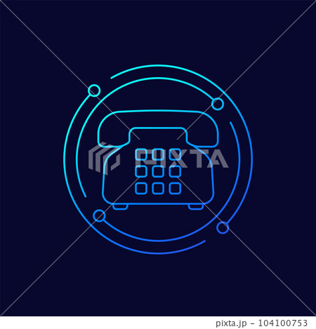 old phone icon, retro telephone linear vector 104100753