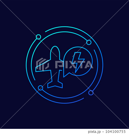 Electric plane icon, linear design 104100755