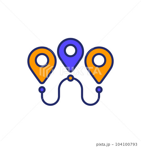 Path or route icon with outline 104100793