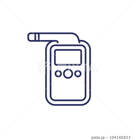 breathalyzer, alcohol test line icon on white 104100853
