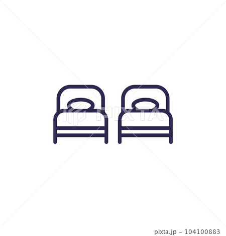 twin beds icon, line vector twin beds icon, line vector 104100883